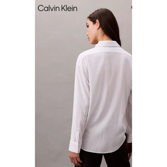 Calvin Klein Jeans Size Small Womens Oversized Baggy Loose White Logo Tag Shirt - Picture 5 of 15